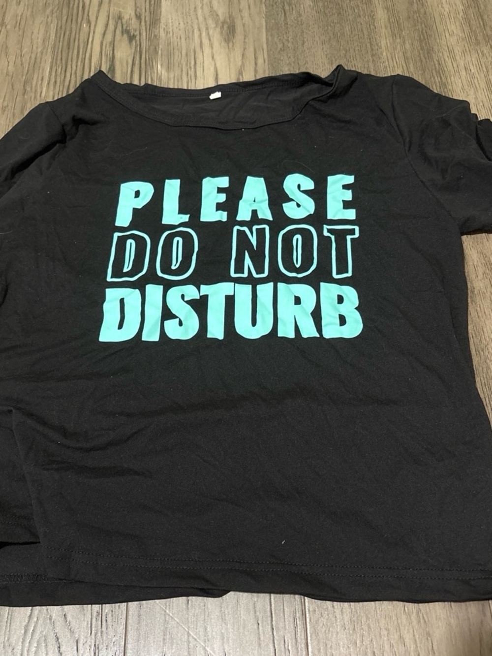 Please Do Not Disturb Black Tee with Teal Print